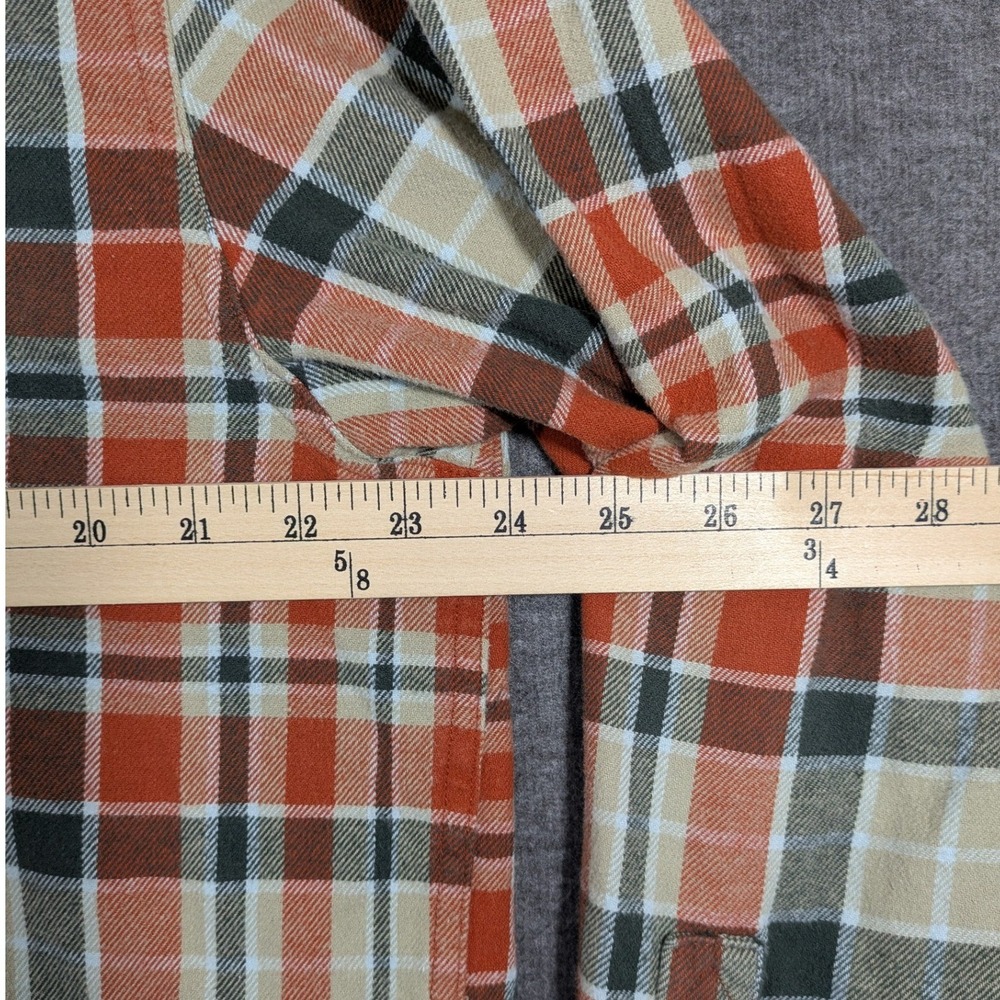 Eddie Bauer Men's Long Sleeve Orange Tan Plaid 100% Cotton Flannel Shirt Size XL - Picture 4 of 7